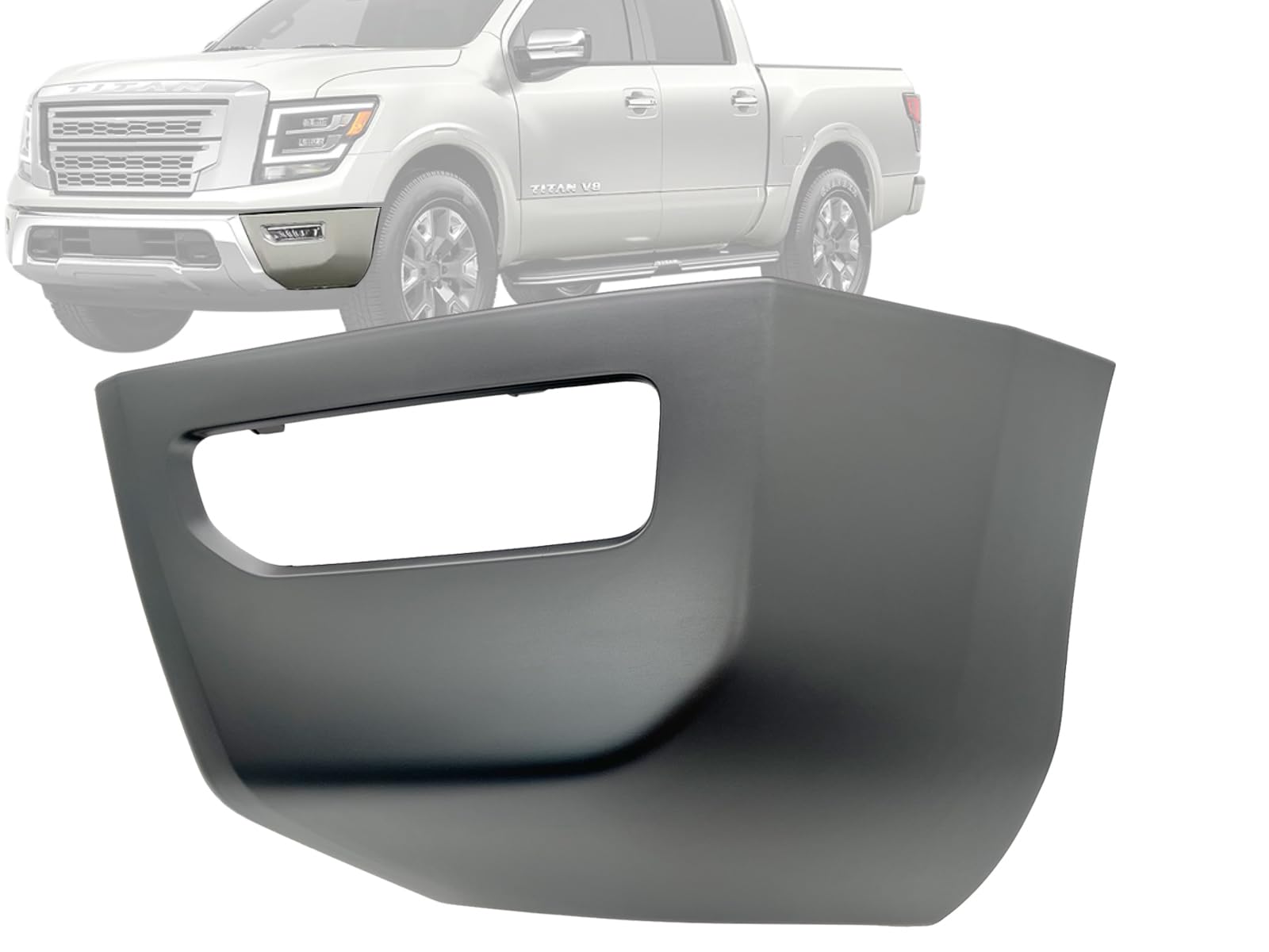APA Replacement Front Bumper Corner Cover for 2020 2021 2022 2023 Titan without Parking Sensor Hole Driver Left Side 620259FV0H NI1016102