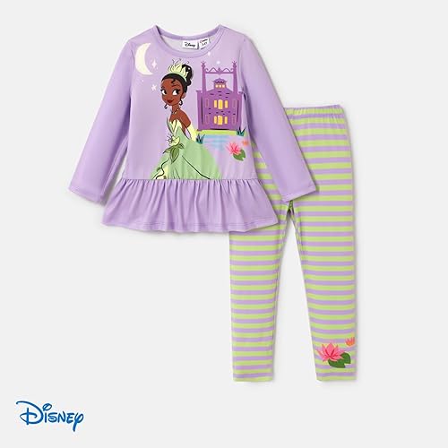 Miniatura 7 de Disney - Conjunto de ropa para niñas pequeñas de 2 a 6 años, 2 piezas, sudadera de manga larga y leggings de Minnie Mouse, Frozen, Princesas y Marvel