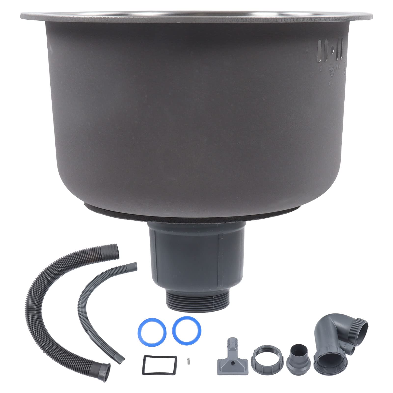 Mini Fregadero de Cocina Redondo Barra de Acero Inoxidable, Fregadero de Cocina Barra de Acero Inoxidable Lavabo Redondo con Tubo de desagüe 30 cm de diámetro