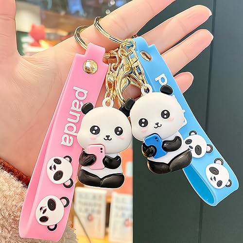 Opexicos Lot de 2 porte-clés panda en PVC avec pendentif animal mignon pour sac à main, bleu, Small – vue 2