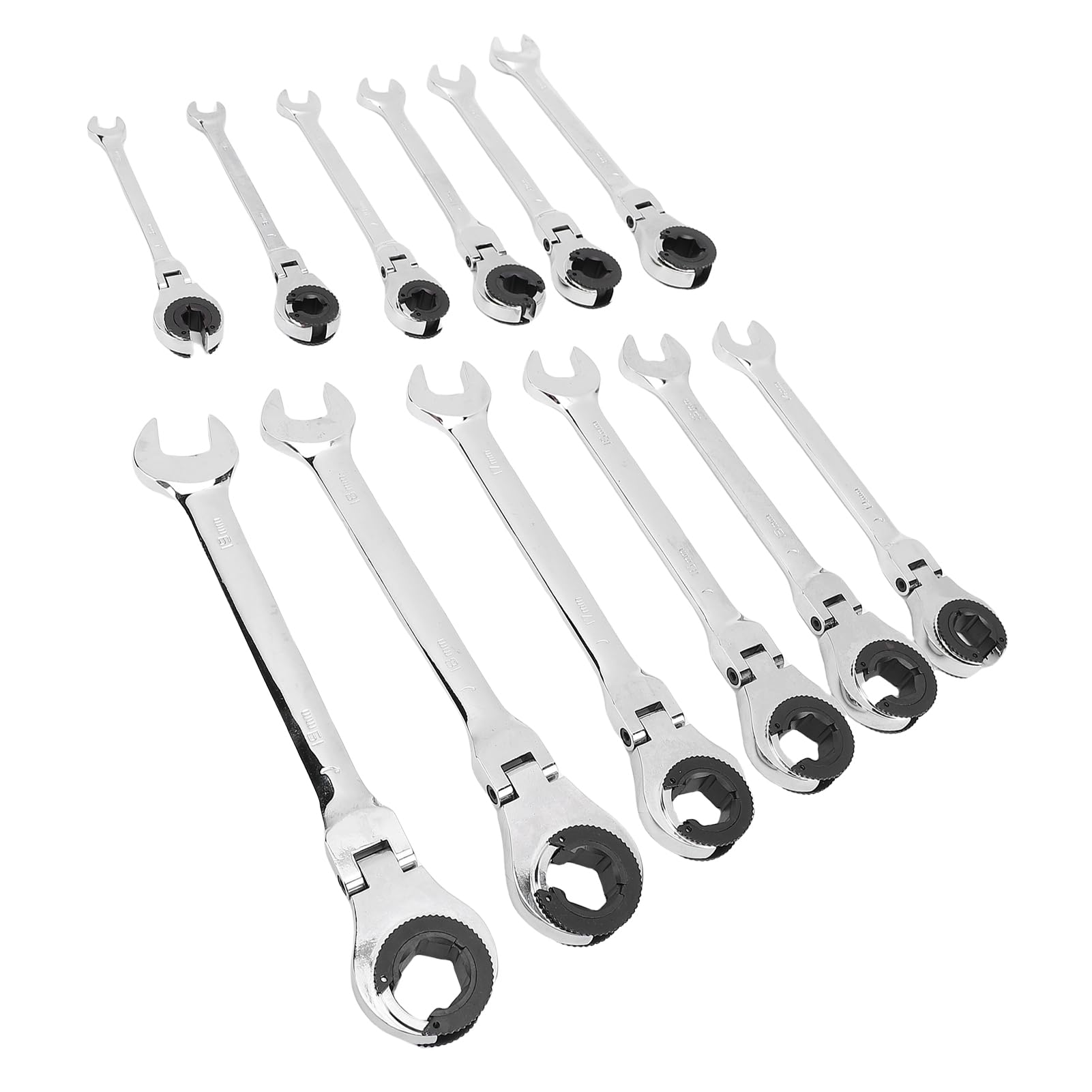 Kit de Llaves de Trinquete Ajustables Tamaños Métricos Versátiles Ideal para Apretar Tuercas Acero CRV 12 Piezas para Aire Acondicionado