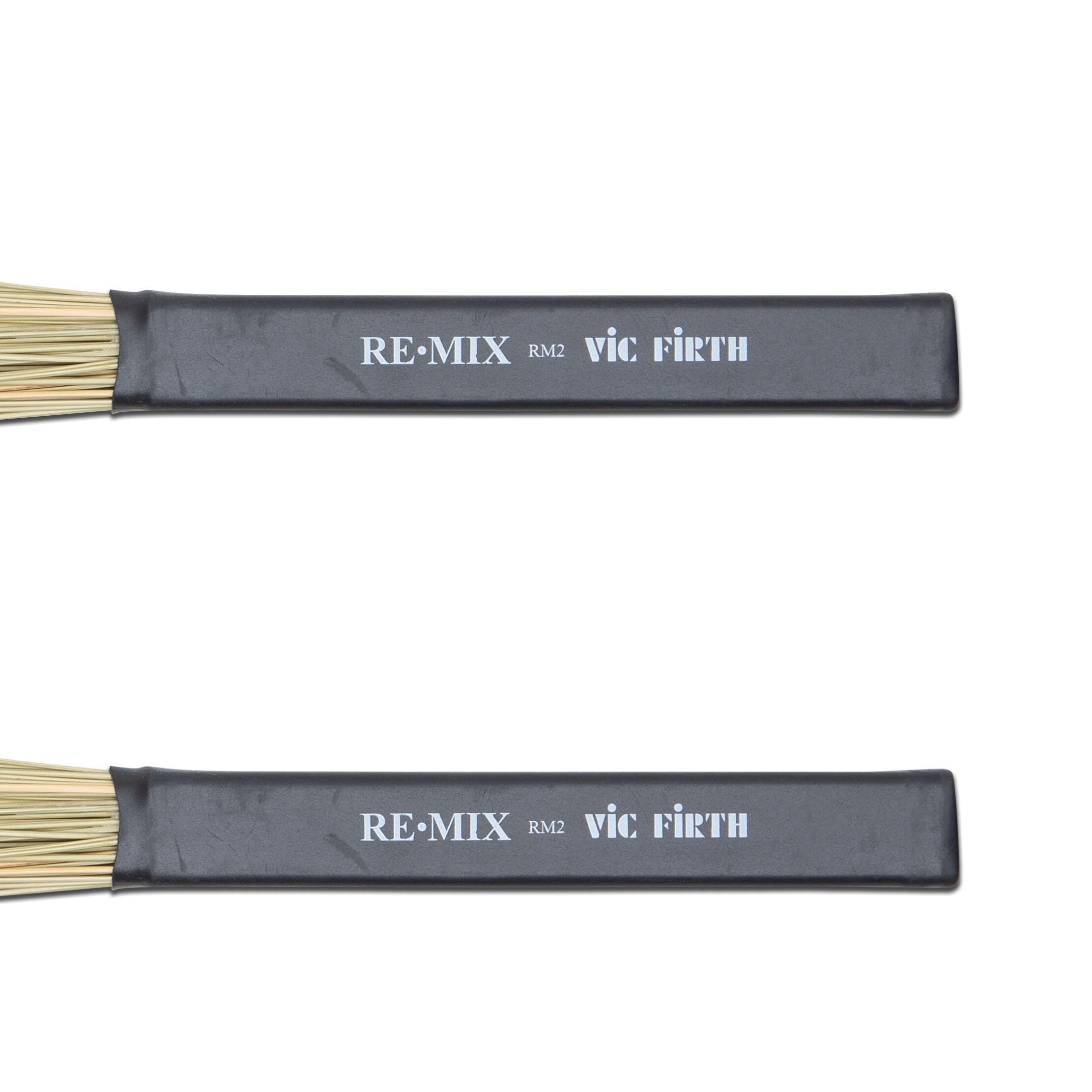VIC FIRTH - RM2 - SPAZZOLE RE•MIX AFRICAN GRASS, Spazzole per Batteria, in Erba Spessa Africana, Lunghezza: 14,25”, Manico in Gomma