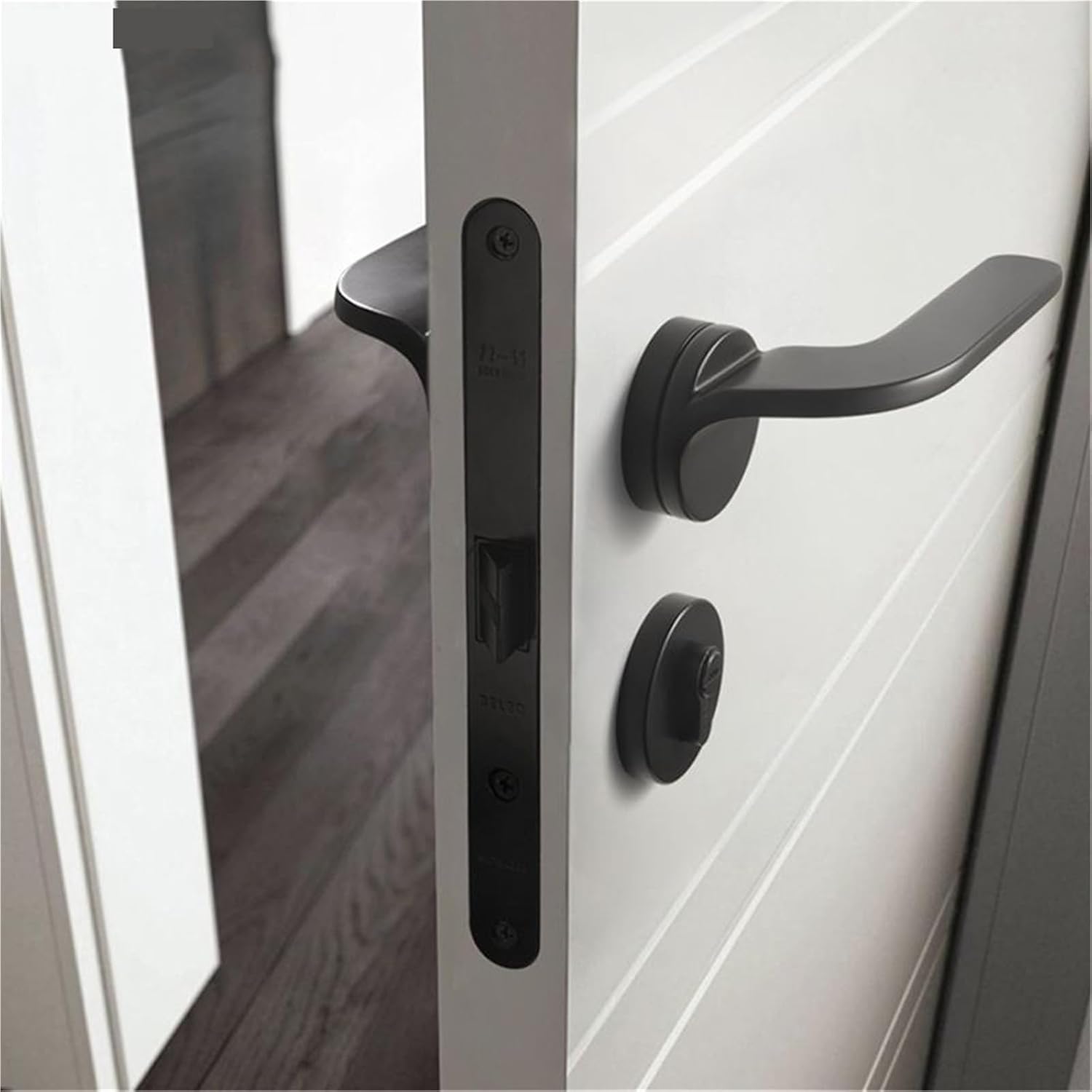 Gray Simple Bedroom Door Lock Zinc Alloy Indoor Split Silent Lock Room Silent Wooden Door Mechanical Locks Furniture Door Handle 1Pcs(Gold)