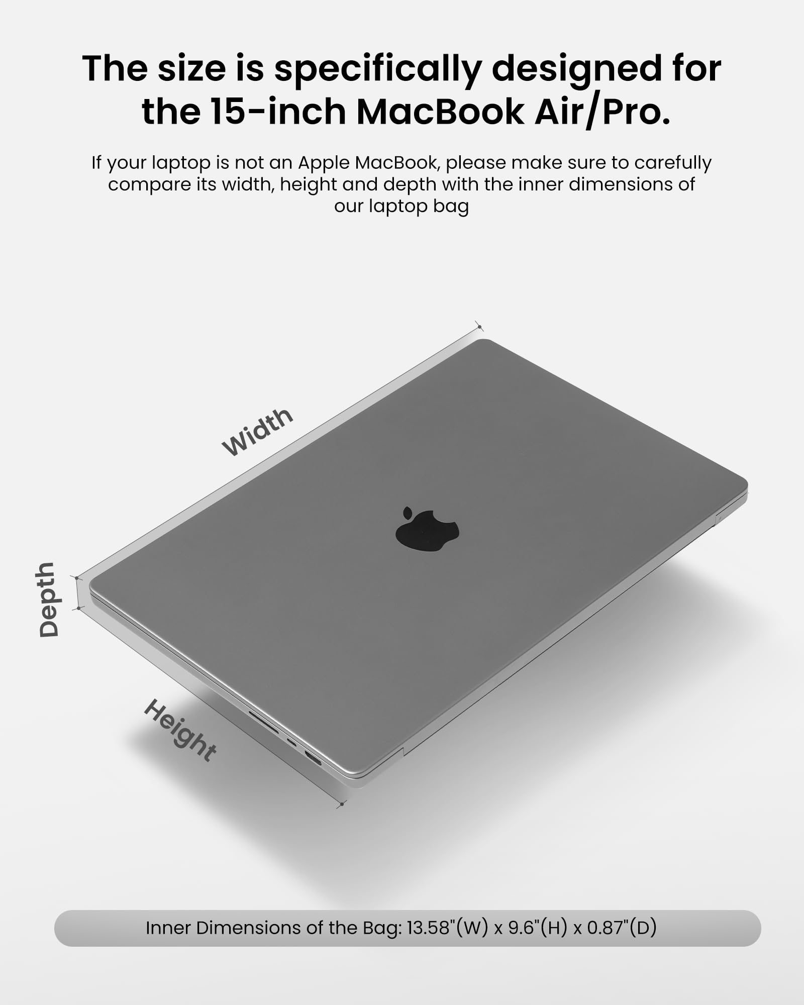 tomtoc 360° Protective Laptop Shoulder Bag for 15 Inch New MacBook Air M4 M3/A3114 M2/A2941 2025-2023, 15 Inch Microsoft Surface Laptop 6/5, Water-Resistant Accessory Case for MacBook Pro A1990 A1707