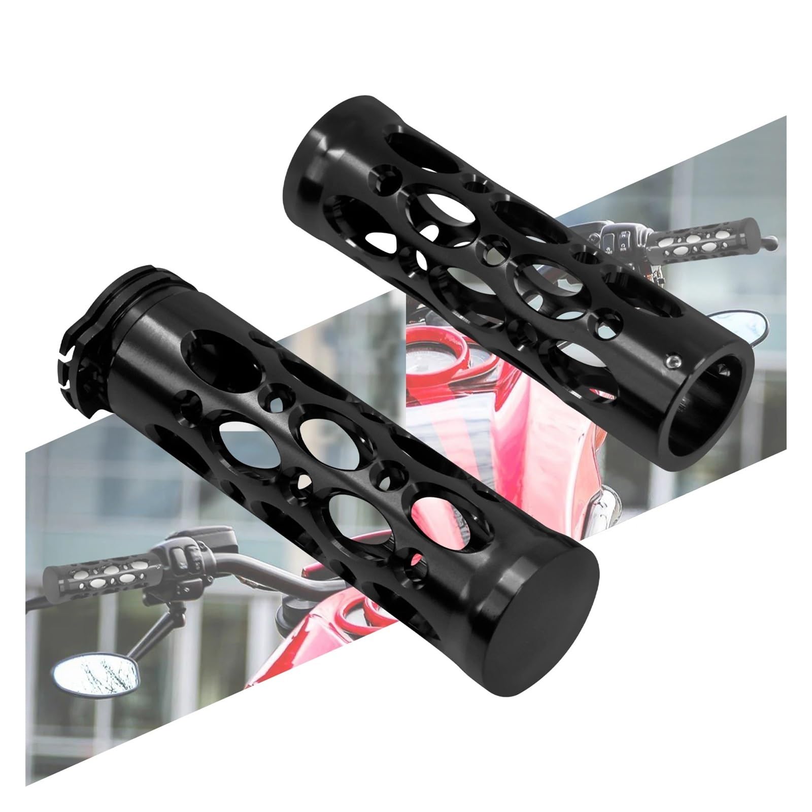 Empuñaduras Manillar Empuñaduras Huecas para Motocicleta, Manillar De Acelerador para Sportster XL,para Touring FLHR, Funda De Goma para Softail Manillar(Side Box n Rack)