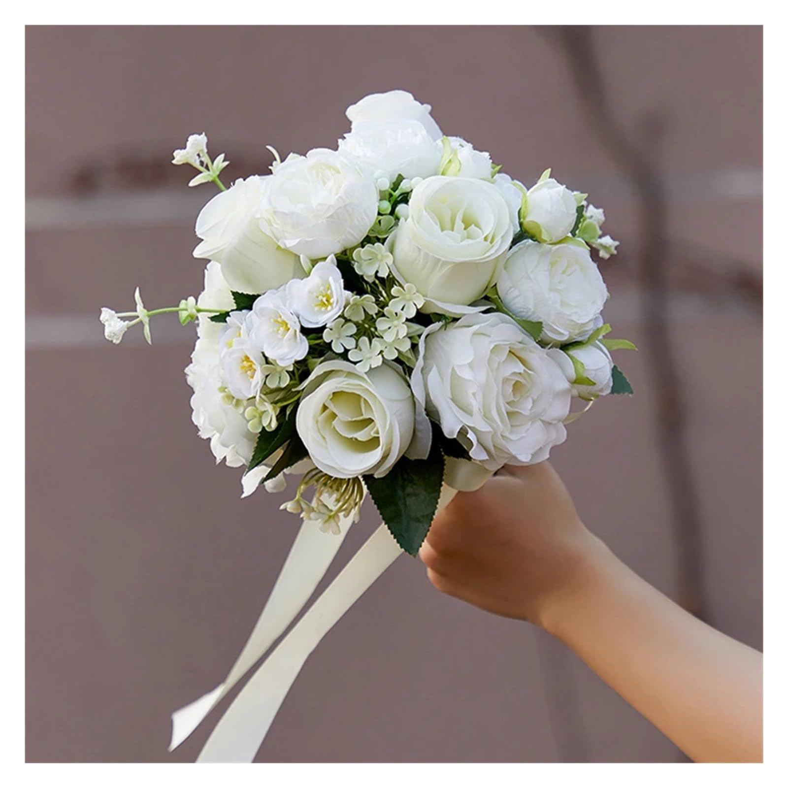 Künstlicher Blumenstrauß Hochzeitssträuße for Braut und Brautjungfer, künstlicher Rosen-Pfingstrosen-Brautstrauß for rustikale Hochzeitszeremonie-Dekoration