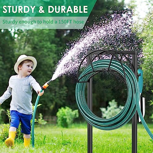 image for TomCare Garden Hose Holder 4 Spikes Garden Hose Reel Hose Stand Upgrad