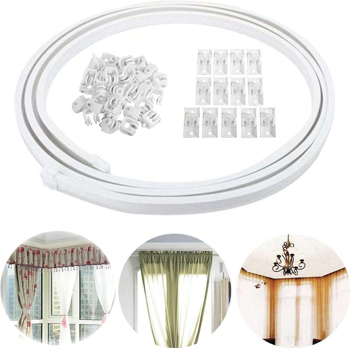 SinseD Curtain Rail Track,Curtain Track 4.5m Curtain Track Curtain Rail Flexible Ceiling MountedStraight Slide Windows Balcony Plastic Bendable Home Window Decor (Color : 4.5m Side Clamping)