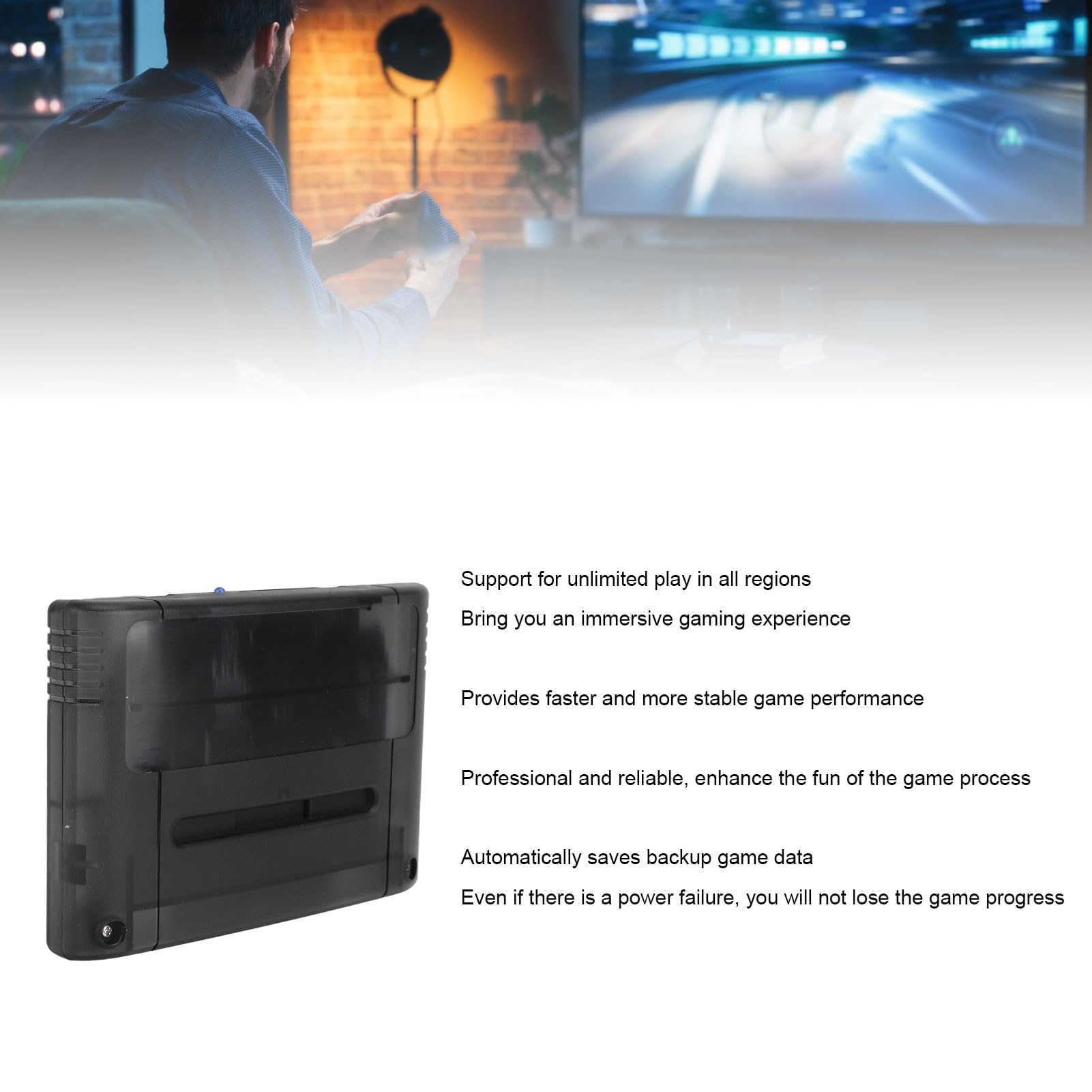 Cartuccia di Gioco, Scheda di Memoria Professionale 3000 in 1 da 8 GB, Multifunzionale Ad Alta velocità con Backup di Salvataggio Automatico per Console di Gioco SFC (BLACK)