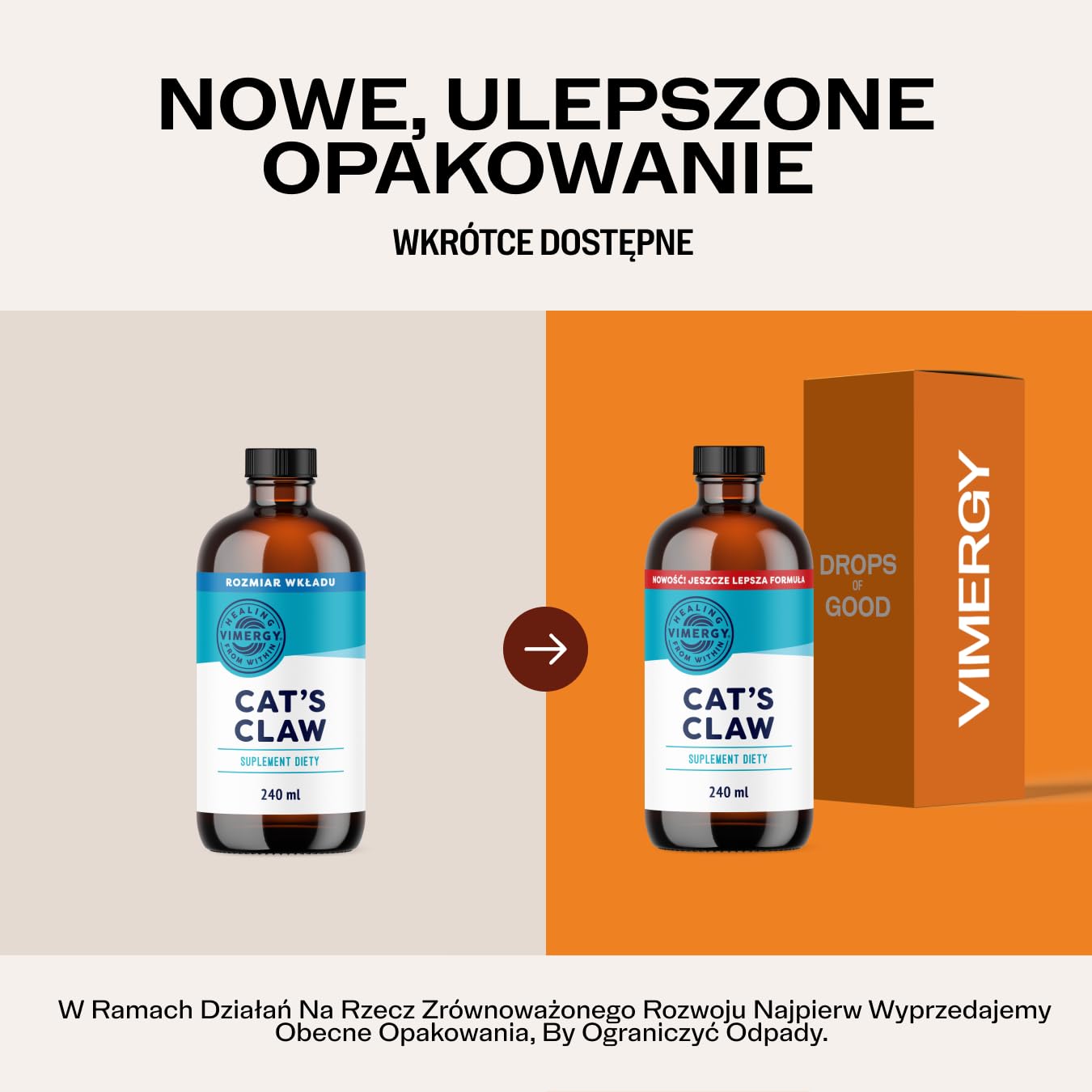 Suplement ziołowy Vimergy – Płynny organiczny Koci Pazur – Nowy, świeższy ekstrakt dla wsparcia antyoksydacyjnego – Vegański, paleo, bezglutenowy, koszerny – 120 porcji (240 ml)