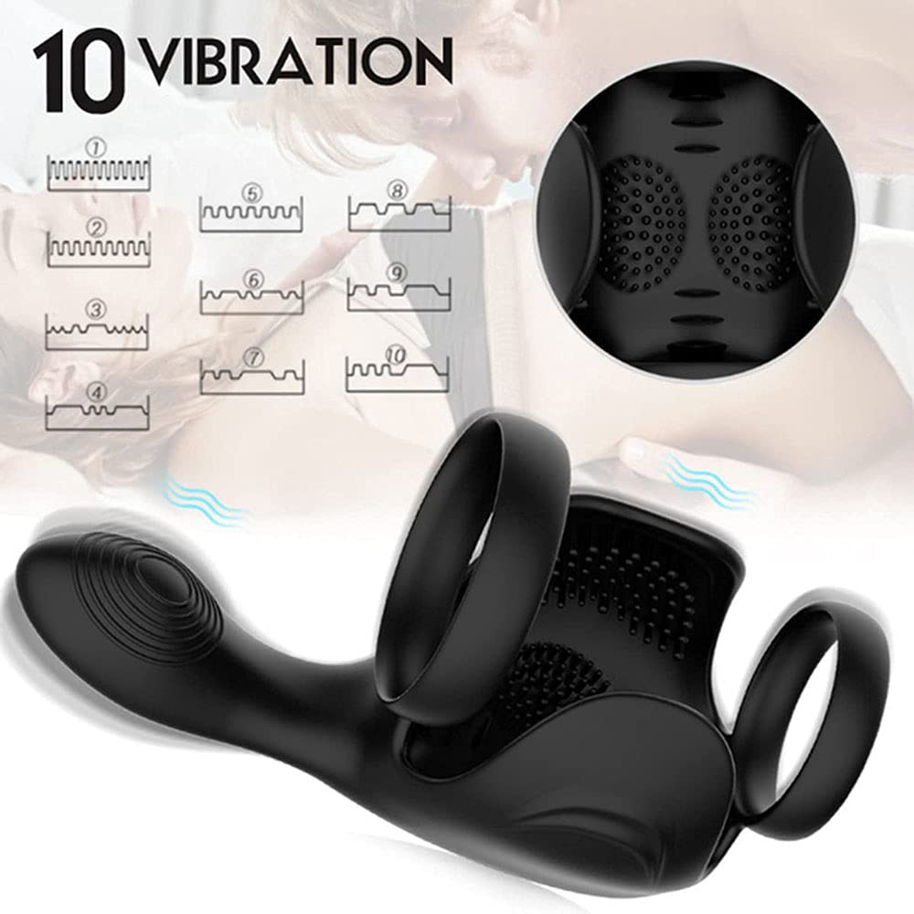 Vibratori Per Anelli Pene Stimolatore Anale Con 10 Modalità Vibrazione, Vibratori Anali In Silicone Stimolatore Testicolare Doppio Cockring Masturbatori Elettrici Giocattoli Sessuali Per Uomini
