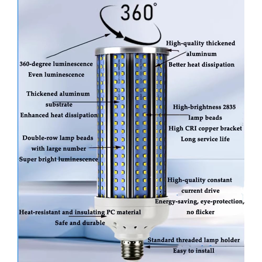 Paquete de 2/10 Bombillas Led de Maíz E27 de Aluminio, Natural, 4000 K, 4000 Lm, Bombilla de Rosca E27 de 40 W Equivalente a Bombillas Incandescentes de 80 W, No Regulable, sin Parpadeo/Whit