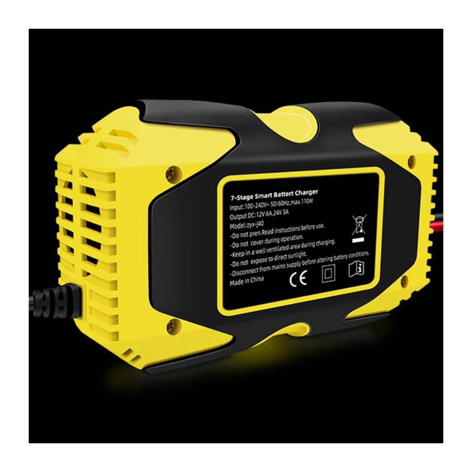 FAXIOAWA Caricabatteria per Auto, Caricabatteria per Auto Intelligente 12V 6A 24V 3A Dispositivo di Ricarica Rapida Completamente Automatico per Batteria al Litio LiFePO4 al Piombo