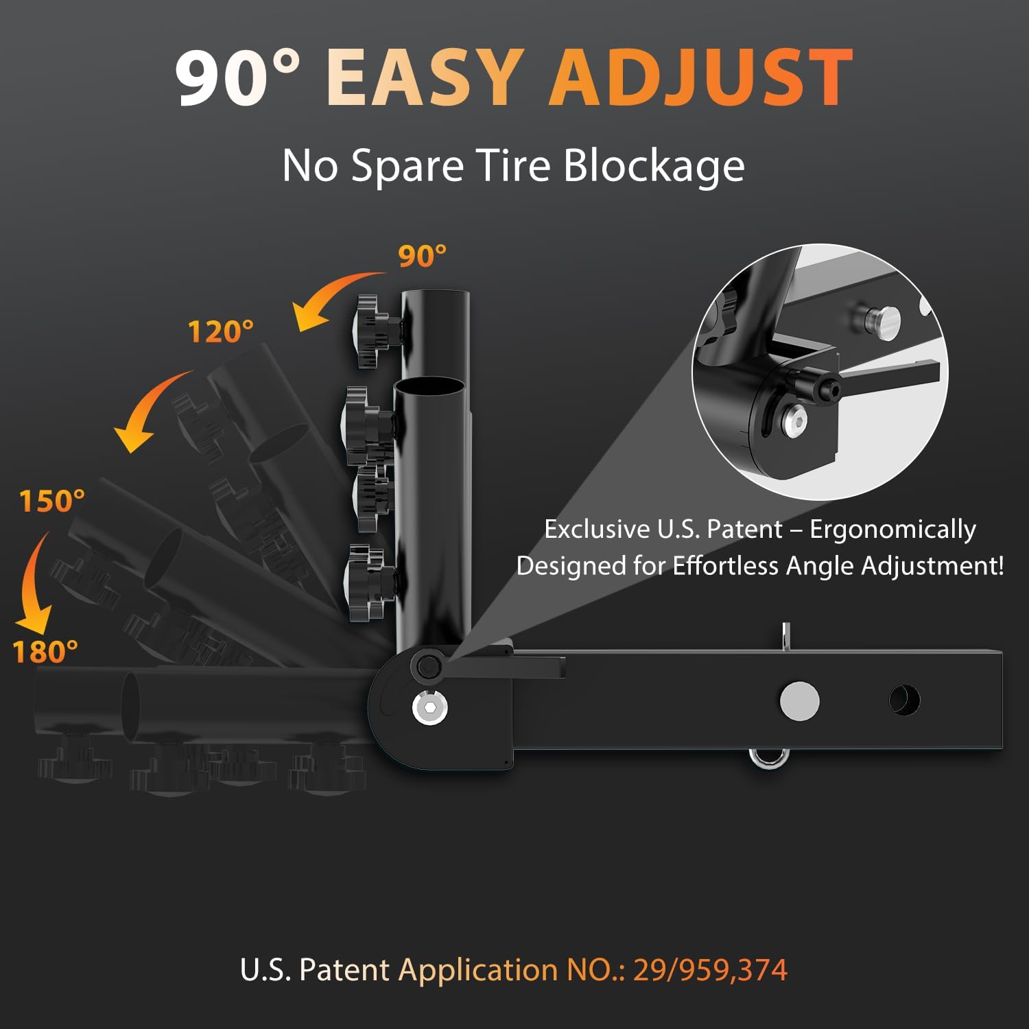 Hitch Flag Pole Holder, 90°Adjustable & Quick Detach, 3 Triple Truck Flag Pole Mount for Jeep, Truck, Trailer, RV, Camper- Fit Standard 2" Hitch Receiver, Heavy Duty, Powder-Coated Finish - Image 2