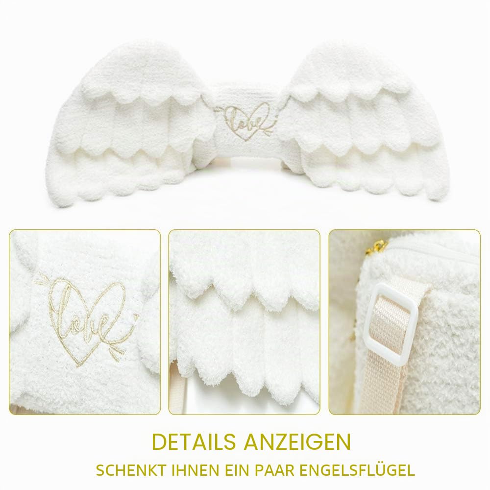 YOMORIO Damen süße Flügel Mini Tasche Lolita Engel Cosplay Kostüm Plüsch Casual Rucksack, Weiss/opulenter Garten, Small