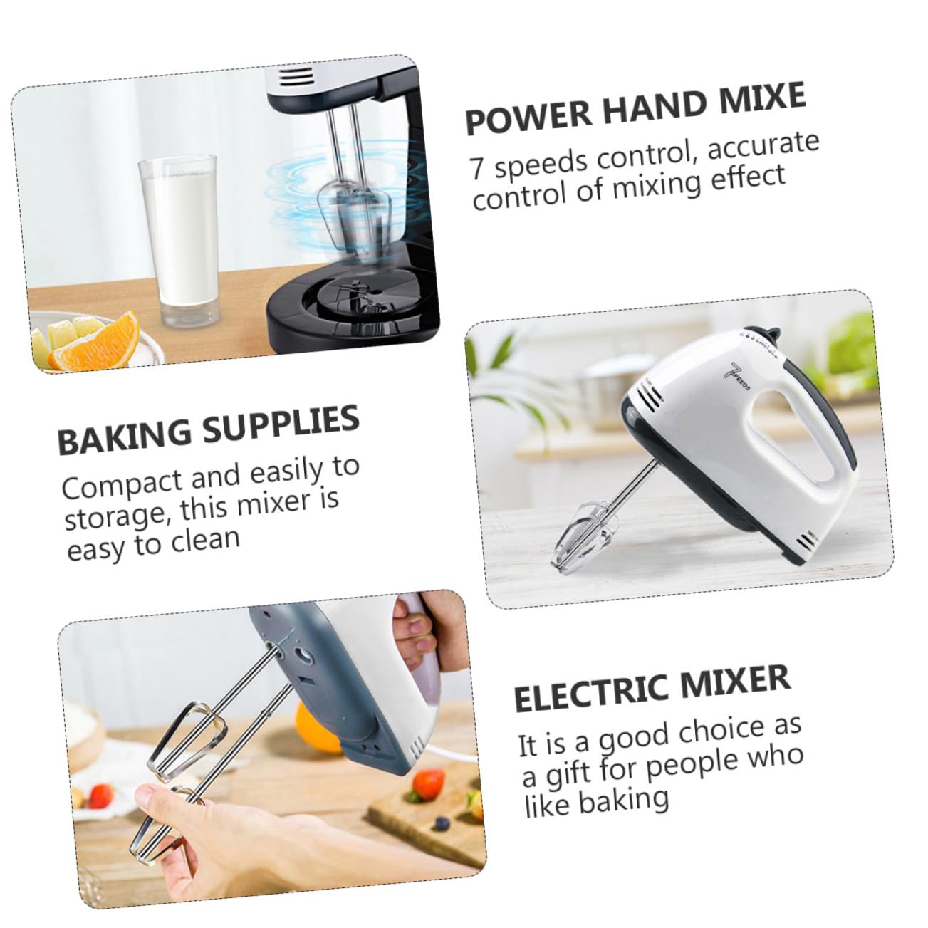 Sbattiuova Elettrico Compatto Bianco per Pasticceria Domestica | Plastica e Acciaio Inossidabile, Alta Efficienza, Uso Baking per Amanti della Preparazione di Dolci