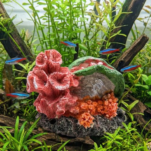 Image of Aquarium Decor Resin Coral Fish Tank Decorations, Small Aquarium Hideout Ornament for Betta Shrimp Goldfish, Fish Tank Accessories Decorations Artificial Reef