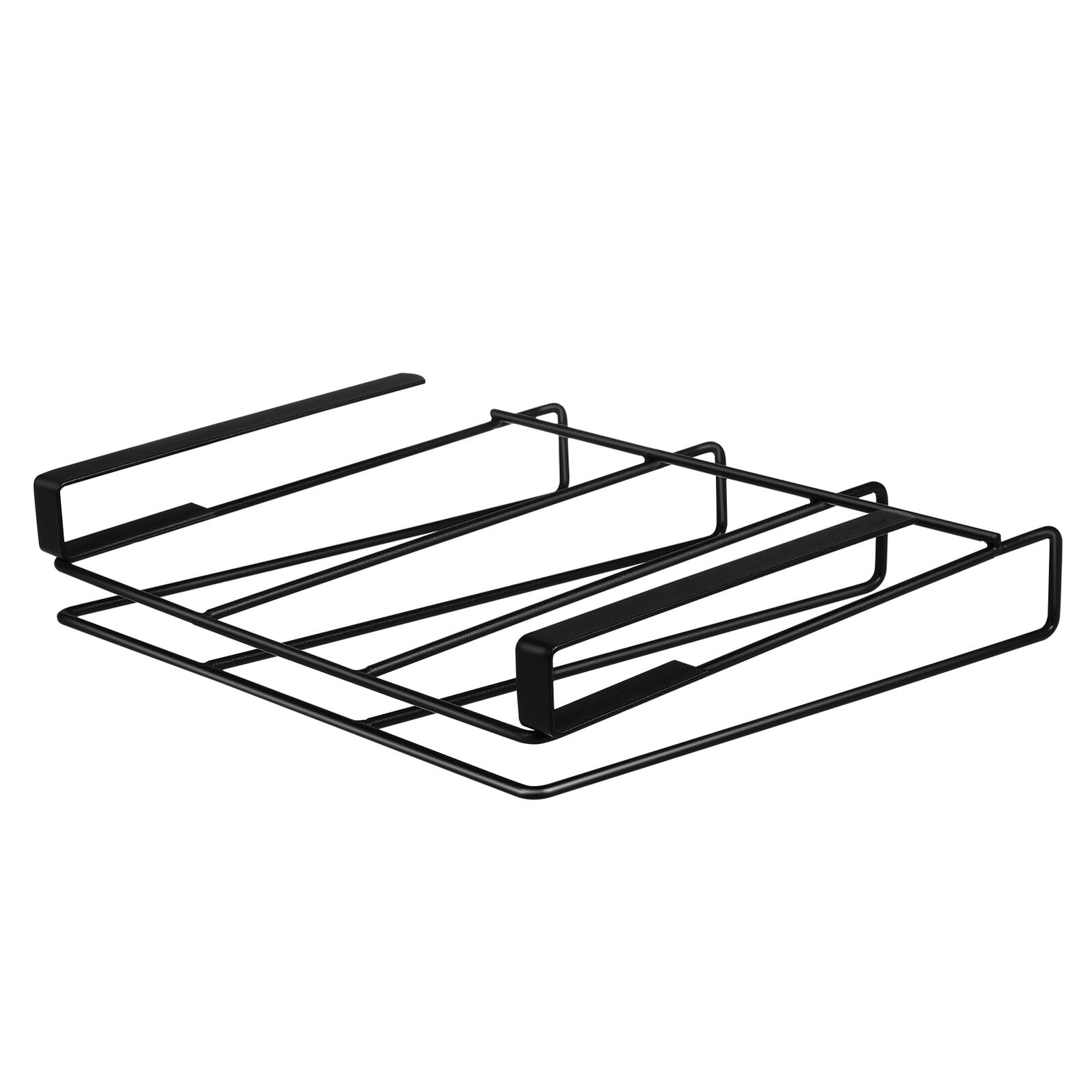 BESTYASH Organizzatore da Cucina Sottomensola in Acciaio Inox Nero Ganci Multipli e Installazione Rapida, Scaffale Salvaspazio per Cucine e Uffici