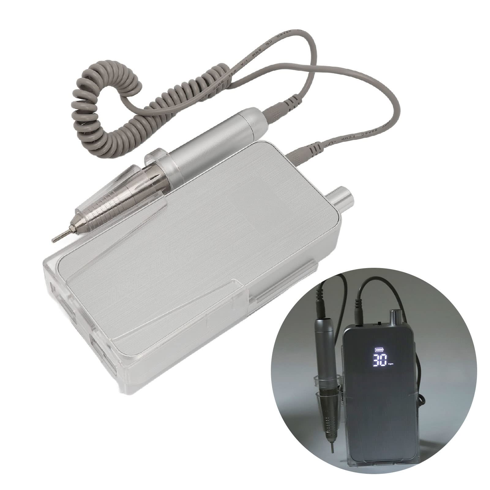Elektryczny Zestaw Pilników do Manicure, Bateria 100-240 V 2600 MAh, Zestaw do Manicure i Pedicure, Mocny Silnik 35000 Obr./min do Przycinania Paznokci dla Dziewczynki (wtyczka UE)