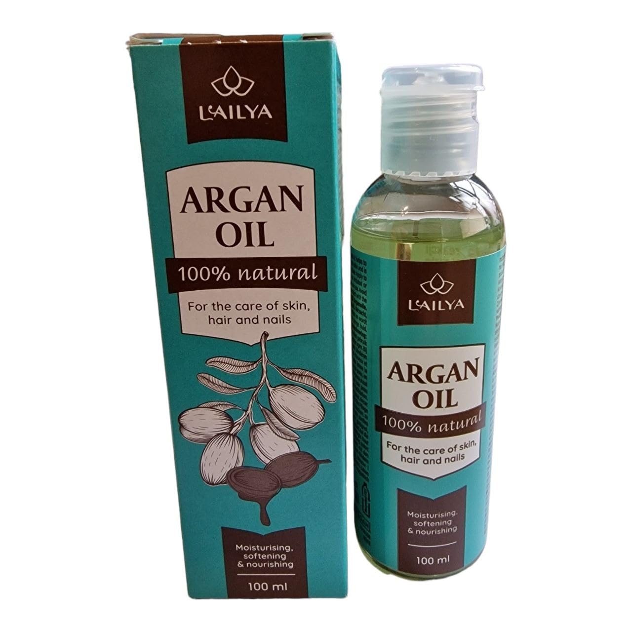 Huile D'argan 100% Pure Lailya - 100 Ml Pour Le Visage, Les Cheveux Et Les Ongles - Soin Hydratant Naturel