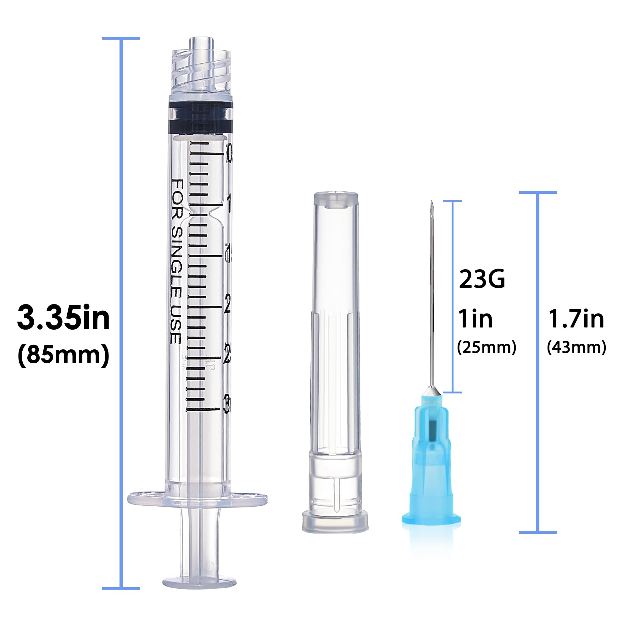 Industriële Spuiten Niet Medisch 50 Stuks 3ml Injectiespuiten - 23G 1 Inch Naald, Luer-Lock, Individueel Verpakt, Voor Hobby En Huishoudelijk Gebruik Spuiten Voor Lijm En Inkt