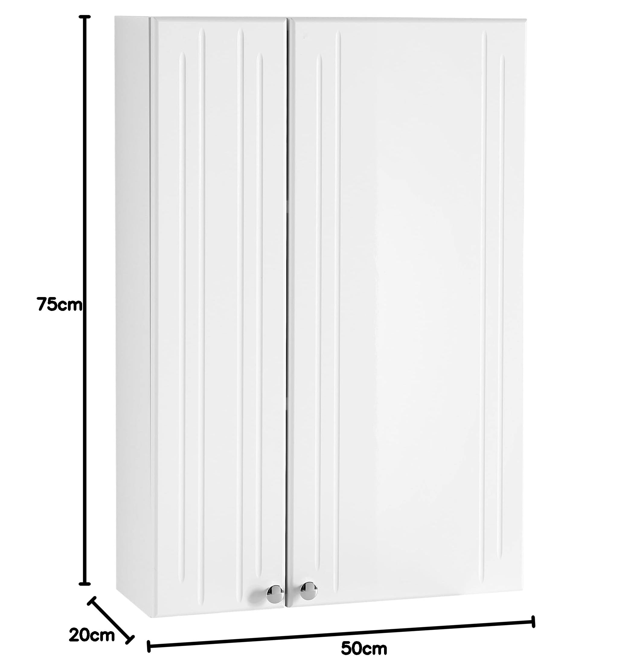 Pelipal Badezimmer Hängeschrank Quickset 955 in Weiß Hochglanz, 50 cm breit | Bad Wandschrank mit 2 Türen und 2 Einlegeböden