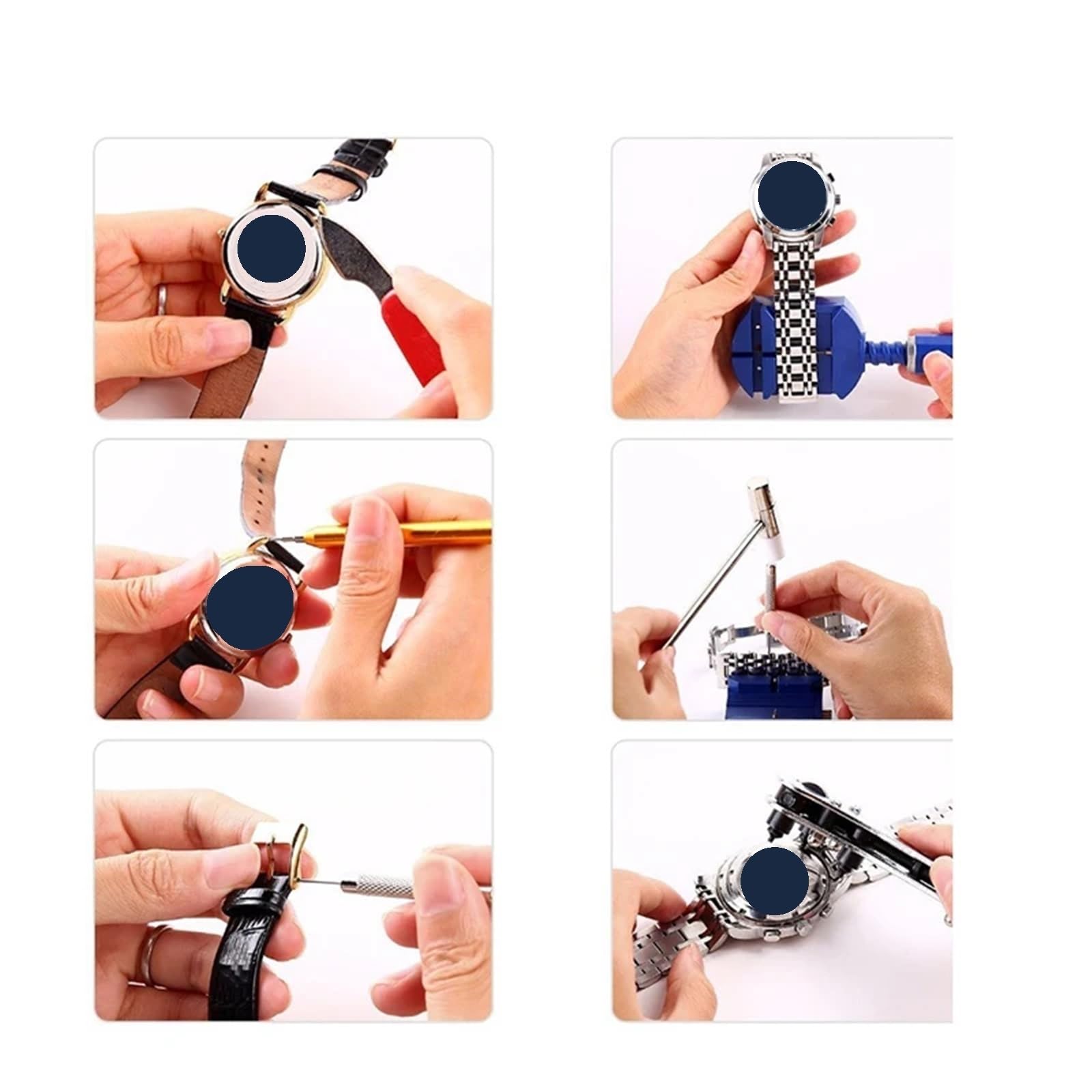 Uhrenreparaturset 223PCS Uhr Reparatur Tool Kit Uhr Link Pin Remover Shell Opener Frühling Bar Remover Uhr Batterie Ersatz Band Nadel Für Uhrenreparaturen