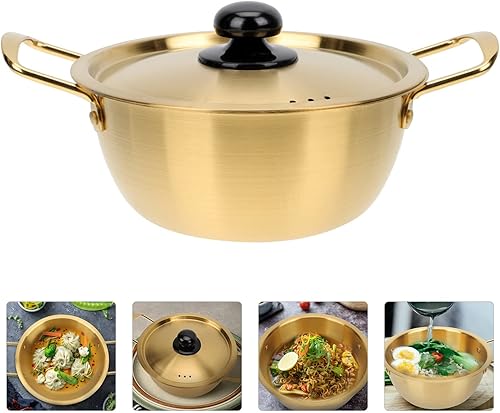 Miniatura 9 de YARDWE Utensilios de cocina de acero inoxidable, 1 juego de olla de ramen de acero inoxidable, cacerola de cocina, olla Ramyun de aluminio, olla de