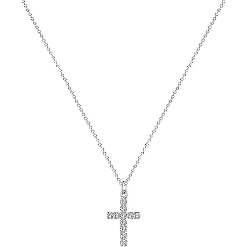 Tewiky Cross Necklace for Women-Dainty Simple 14k Gold Plated/sterling silver Plated Cross Pendant Cute Necklaces Jewelry for Women