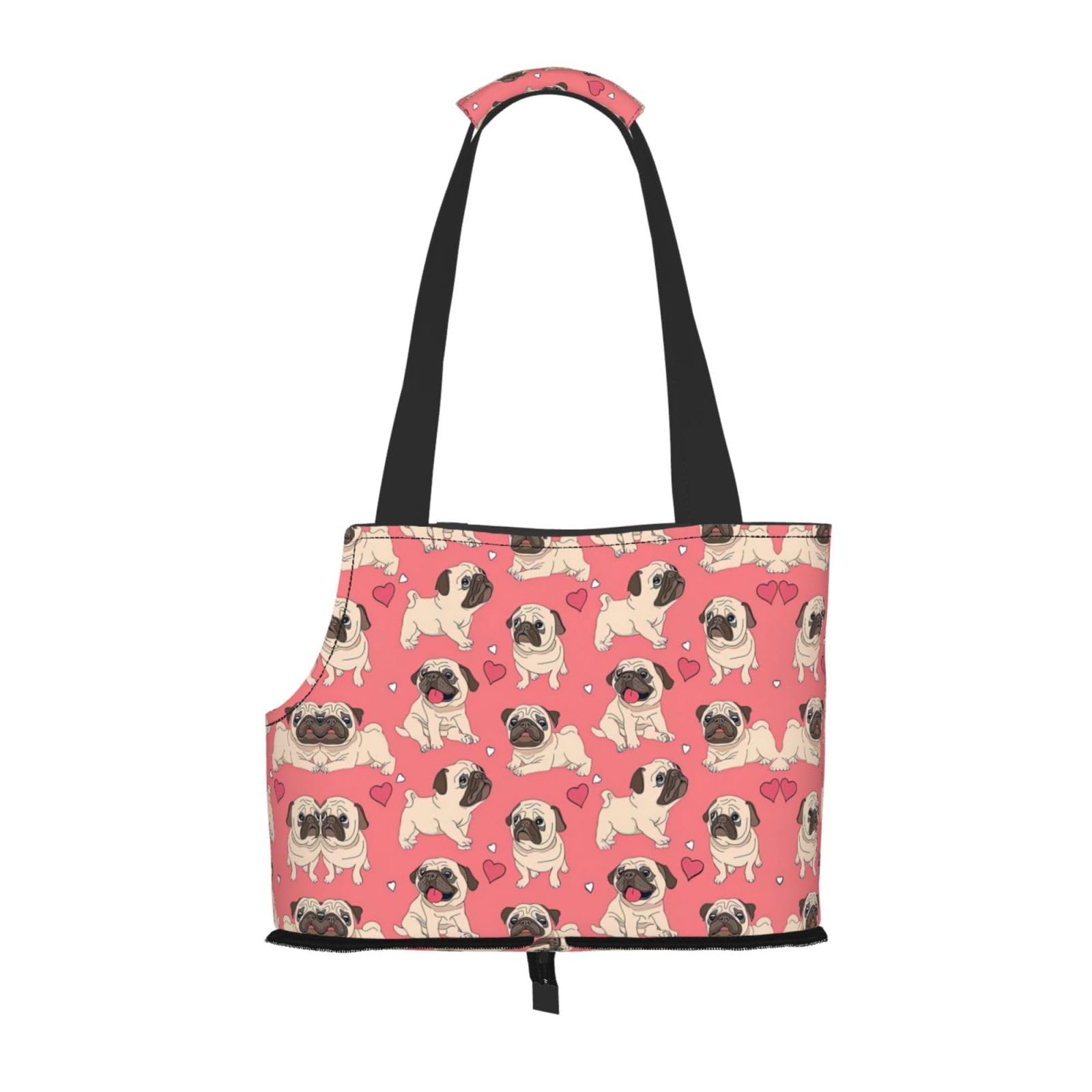 Sac de transport amusant petit chien carlin et chat portable souple