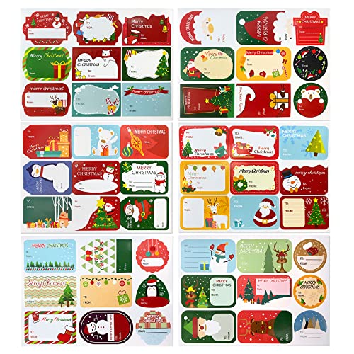 Yaclonq 108 etiquetas adhesivas de Navidad, etiquetas de regalo con nombre de Navidad, decoraciones autoadhesivas de fiesta de Navidad, para regalos, bolsas de fiesta, tarjetas, sobres Cover