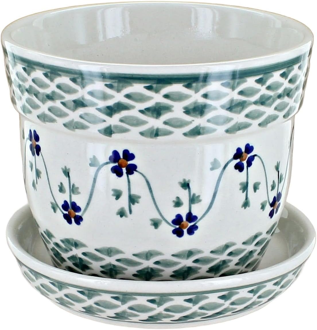 Blue Rose Polish Pottery - Red Desert Flower Medium Flower Pot - 4.25" x 5" - Ceramic Flower Pot, for Indoor or Outdoor Garden Décor