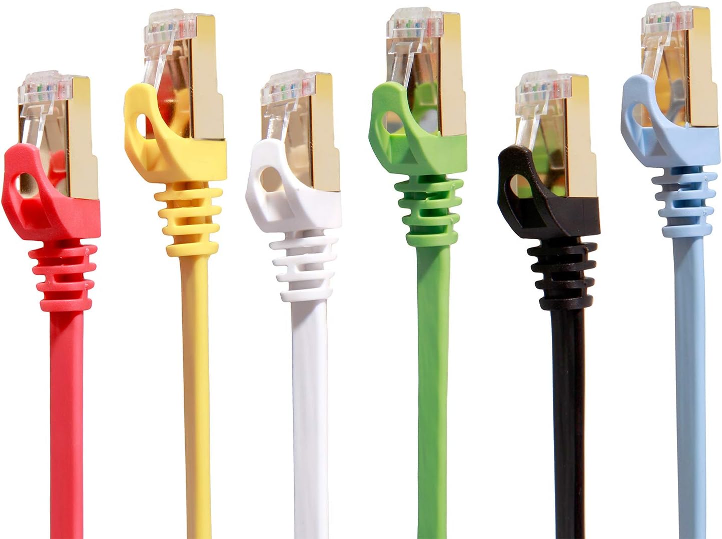 CableGeekerCat 7 Ethernet Cable 1 ft 6 Pack (Highest Speed Cable) Cat7 Flat Shielded Ethernet Patch Cables - Internet Cable for Modem, Router, LAN, Computer - Compatible with Cat 5e, Cat 6 Network