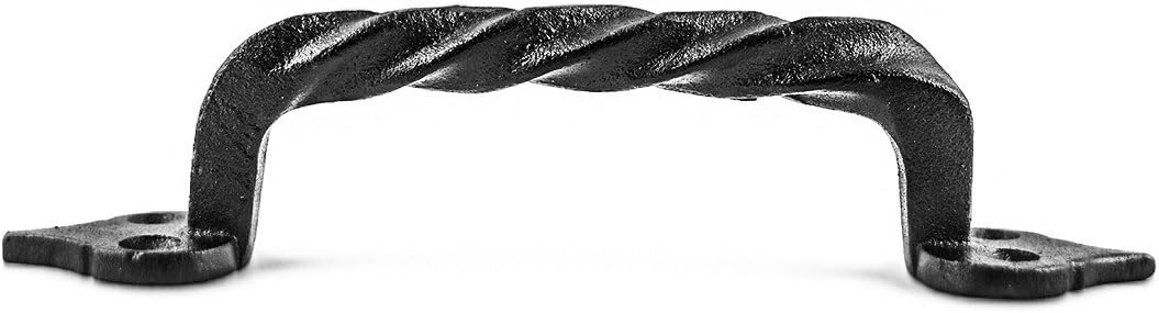 Renovators Supply Manufacturing Black Twisted Wrought Iron Door Pull Handle 5 7/8" Long Decorative Dresser Pulls Rust Resistant Powder Coated Cabinet Drawer Door Pull Handles with Hardware Pack of 4