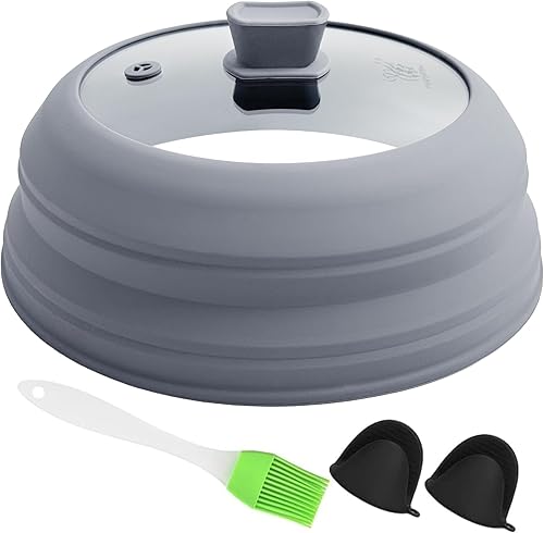 Cubierta magnética para microondas cubierta grande para microondas para alimentos tapa plegable con mango de fácil agarre cubierta de vidrio