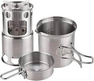 Ensemble de cuisine portable en acier inoxydable avec échelle de mesure, équipement de survie pour camping, randonnée, pique-nique, survie