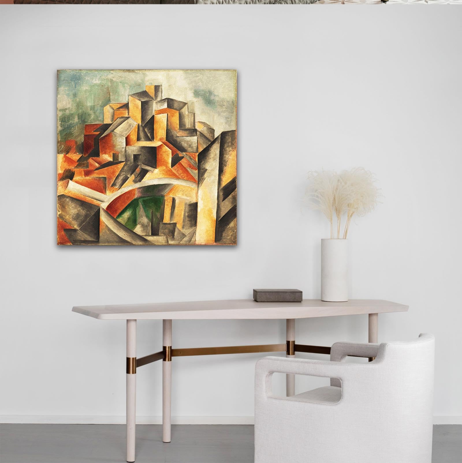 Stampa su tela con cornice di Horta De Ebro del reservoir, riproduzione di dipinti famosi, poster da parete per soggiorno, decorazione per la casa, 55 x 55 cm