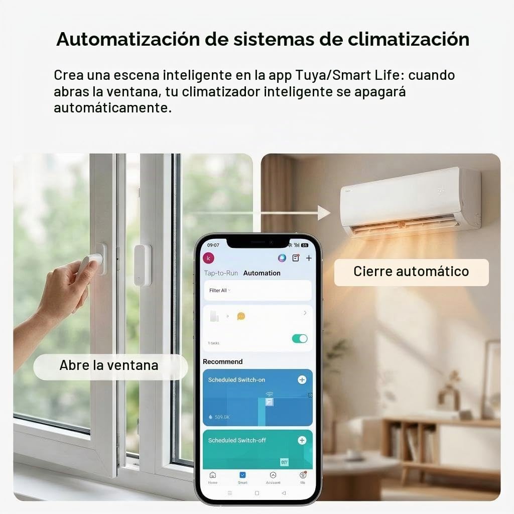 Sensor de puerta y ventana Zigbee inteligente, requiere Hub Zigbee, compatible con Alexa/Google Home/Home Assistant/Tuya, Detector inalámbrico de contacto de ventana para sistema de alarma, No se