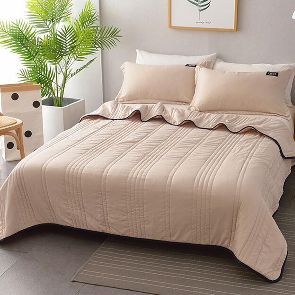 Coperta rinfrescante calmante per la notte, coperta rinfrescante per dormire durante la notte, leggera e traspirante, reversibile per tutte le stagioni, lavabile in lavatrice (cammello, 150 x 200 cm)