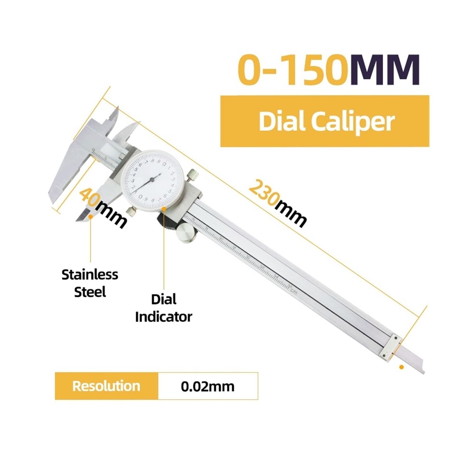 Calibri a corsoio digitali in acciaio inossidabile Strumenti di misurazione del pachimetro digitale(Dial Caliper)