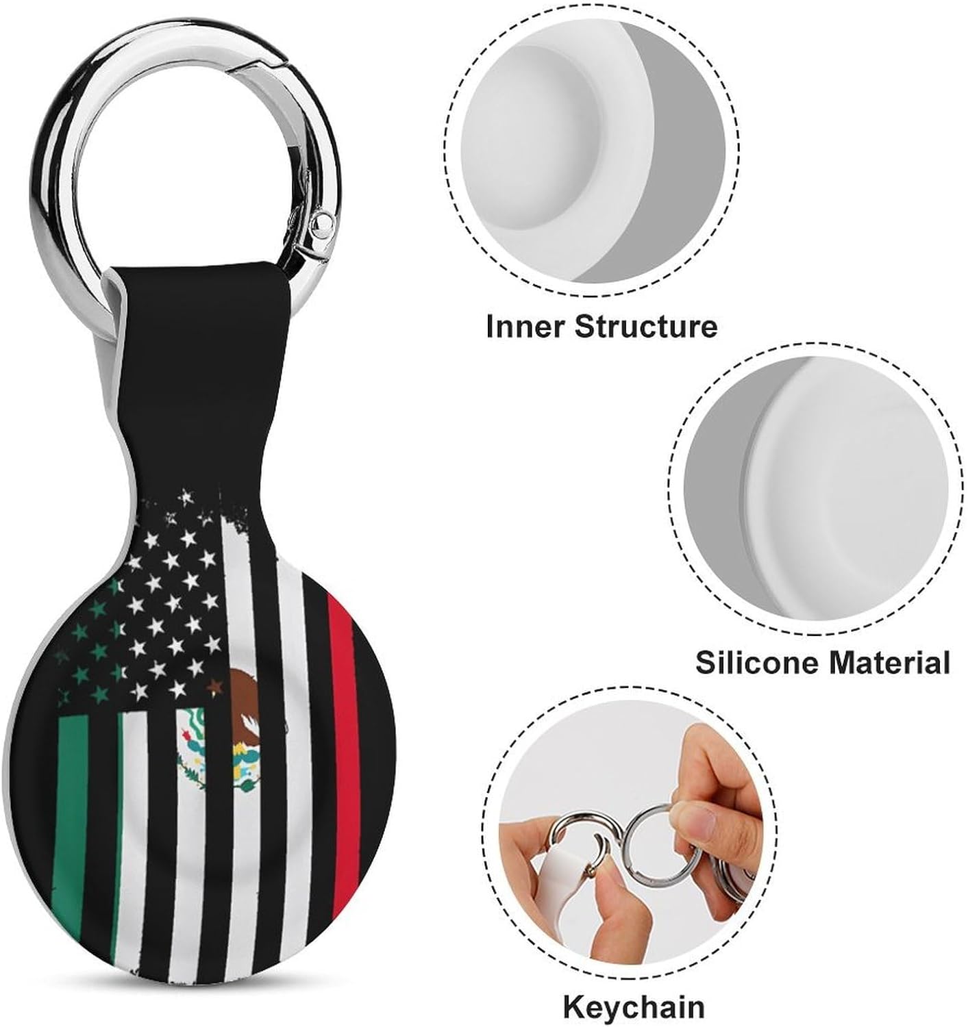 Mexico U.S.A. Friendship Flag Funny Cover Compatible with AirTag Case Protector GPS Tracker Holder with Keychain