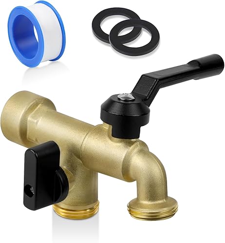 Miniatura 8 de Grifo de agua de jardín al aire libre con doble salida, grifo de agua de jardín montado en la pared exterior con dos válvulas de bola de latón de 34