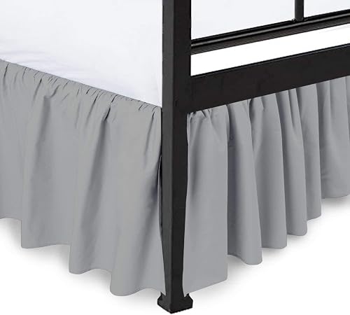 Twin Ruffled Bed Skirt with Split Corners - 18 Inch Drop Hotel Quality Brushed M