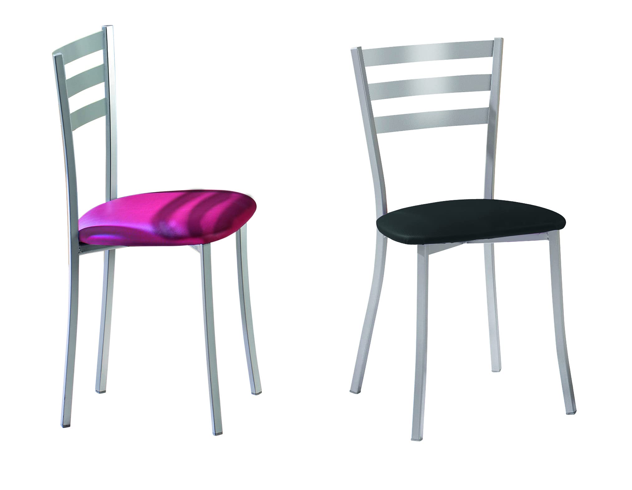 ASTIMESA SCRRBL Due sedie da Cucina, Metallo Pelle Sintetica Alluminio, Bianco, Altura de asiento 45 CMS