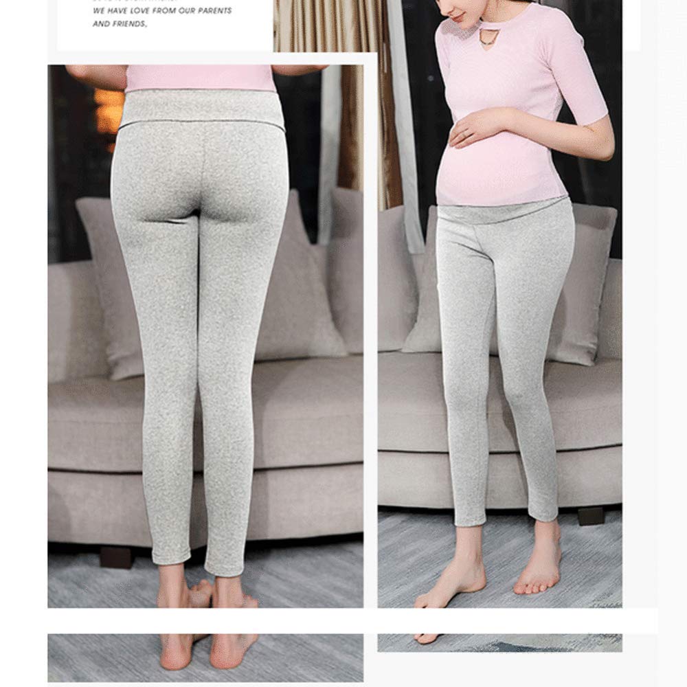 Leggings Para Mujeres Embarazadas Pantalones De Vestir Exteriores Finos Pantalones Recortados Algodón Mujeres Embarazadas Pantalones De Barriga De Arrastre Primavera Y Otoño,Cream-XL