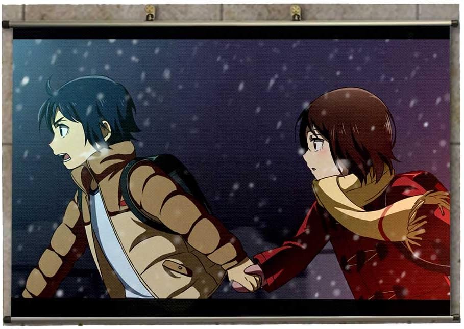 Canvas Wall Scroll Poster - Anime Erased Boku Dake Ga Inai Machi Kayo Hinazuki Satoru Fujinuma -RoyeanDK678917