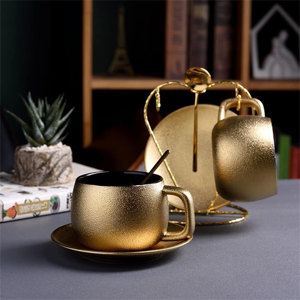 Coffee cup set home simple tea Nordic afternoon flower water mug with spoon(1 set)