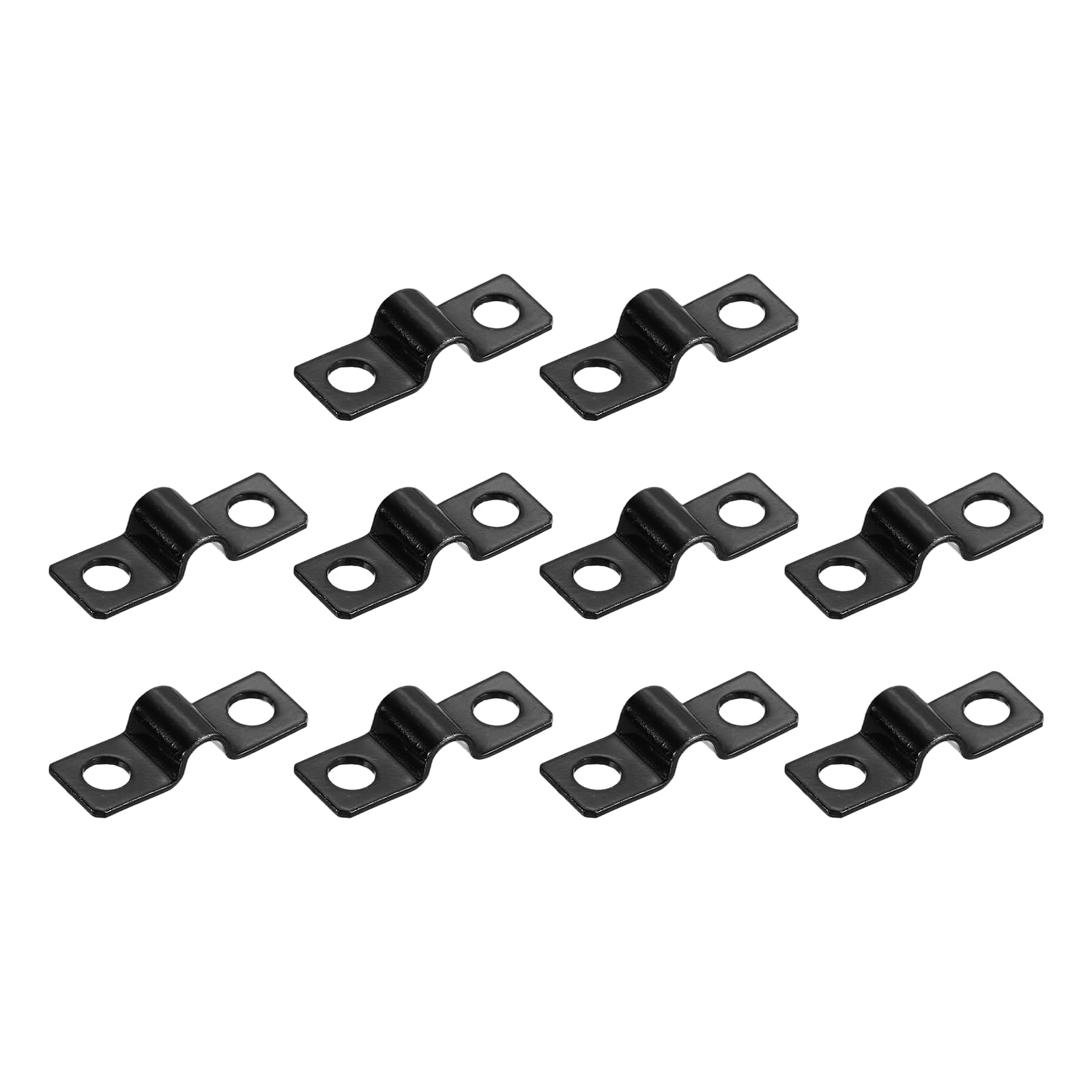 sourcing map 3/16 Inch U-Shaped Pipe Clamp, 50Pcs U Tube Strap Tension Clips Carbon Steel Double Hole Strap Clamp for Pipe Tube Cable Fixing (5mm, Black)