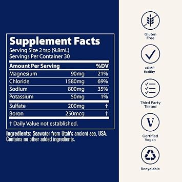 Trace Minerals Utah Sea Minerals Electrolyte Replacement Supplements 296ml