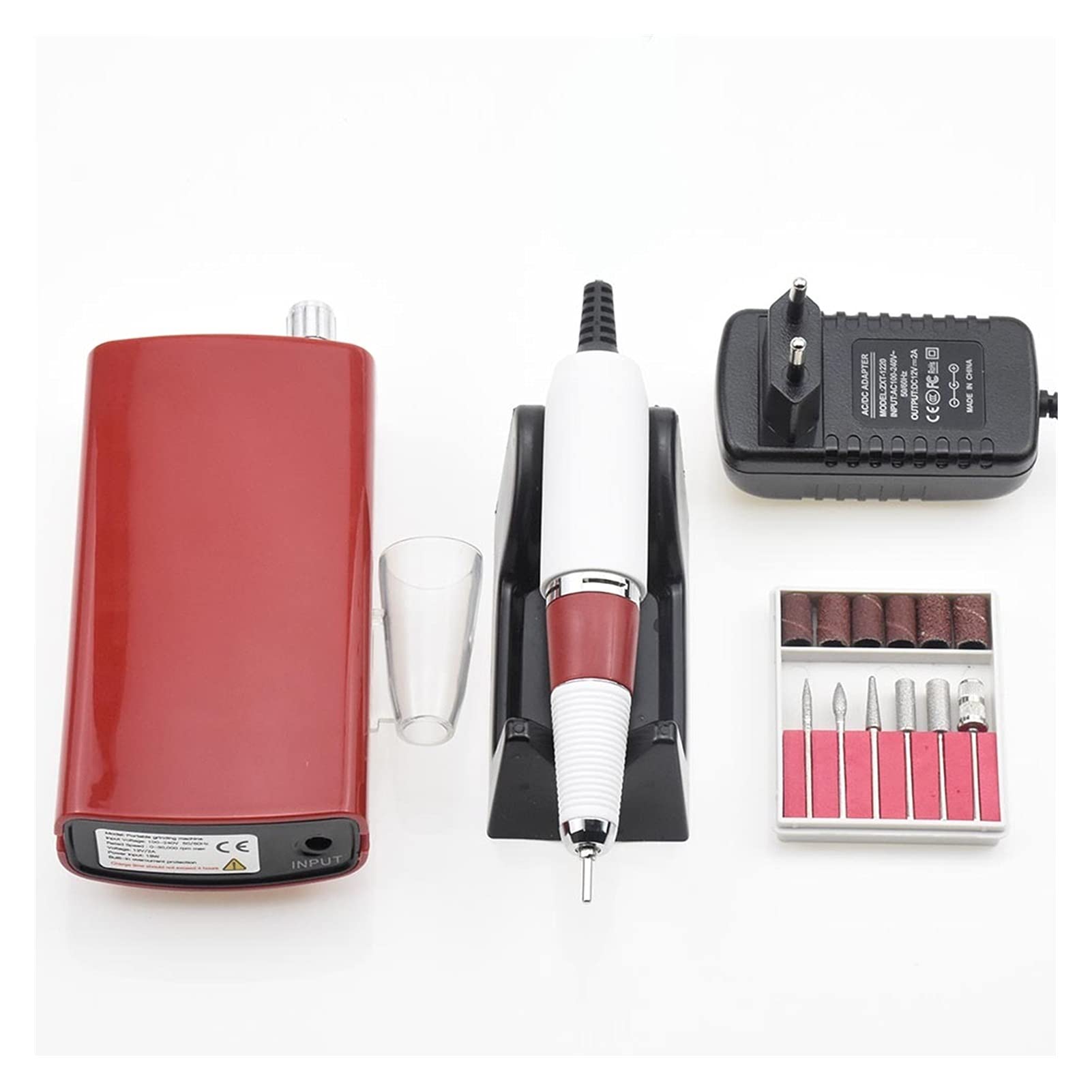 Wiertarka do paznokci 3. 6W 35000RPM. Rechargeable Przenośny wiertarka do paznokci Maszyna manicure pedicure Elektryczny Pilnica Nail Art Tools Band(Rose red)